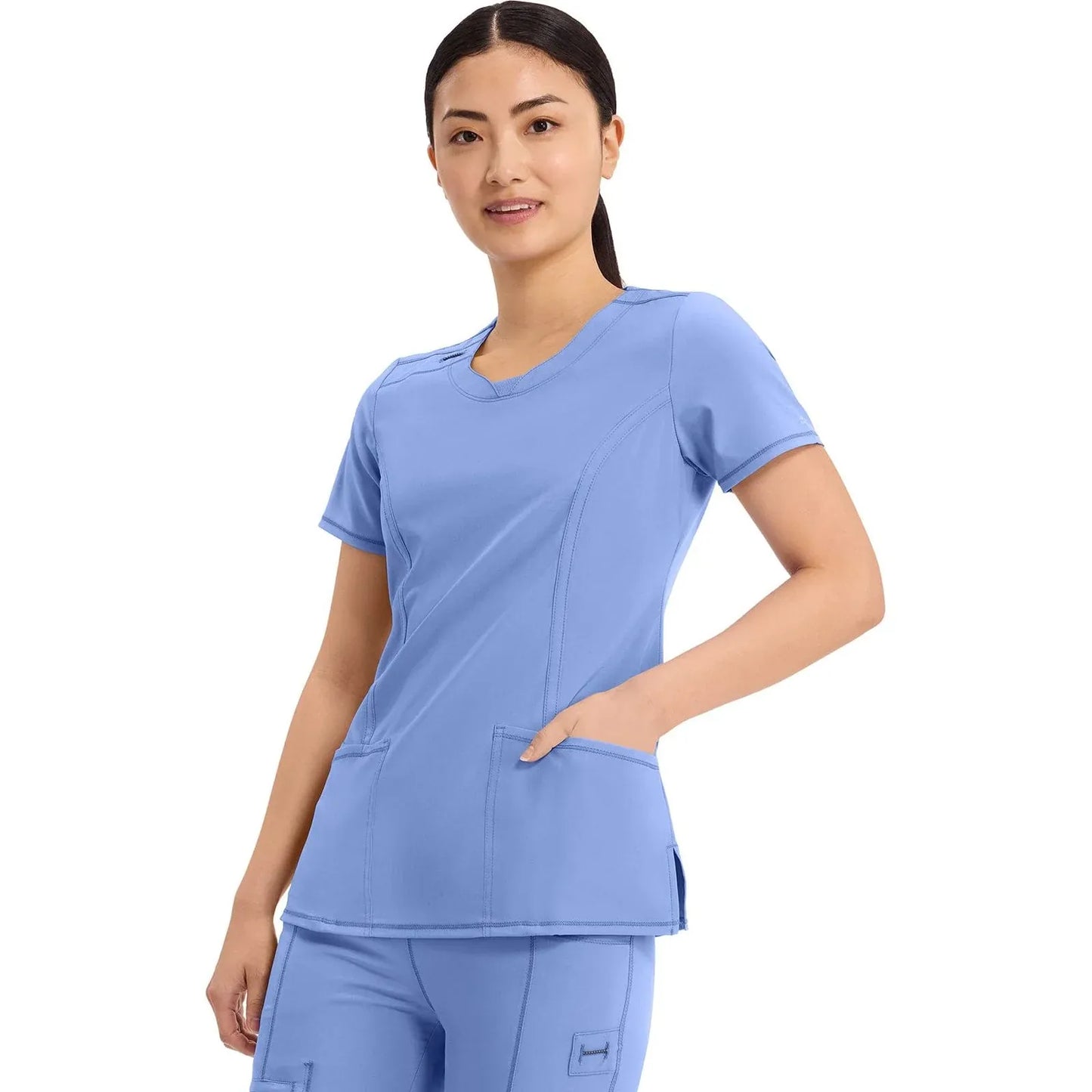 Infinity 2624A Scrubs Top Women's Round Neck Ceil Blue