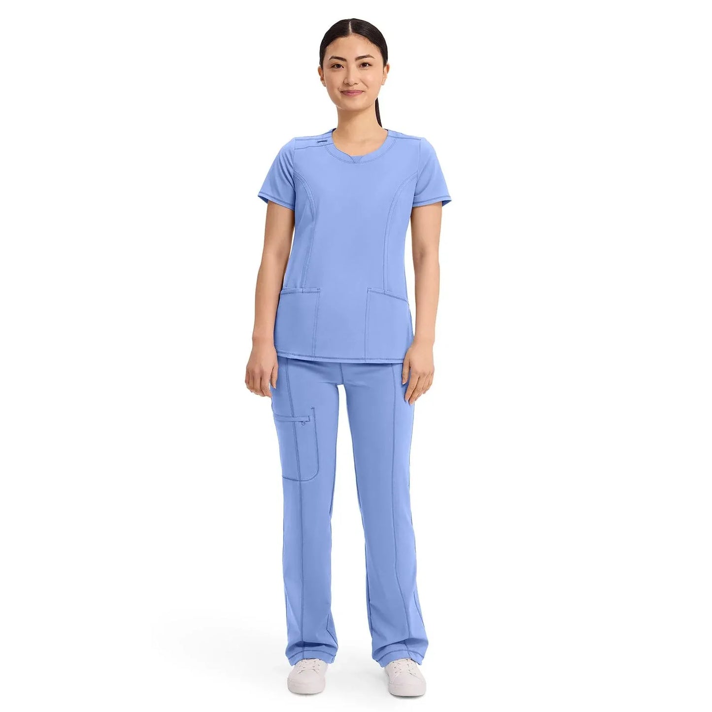 Infinity 2624A Scrubs Top Women's Round Neck Ceil Blue