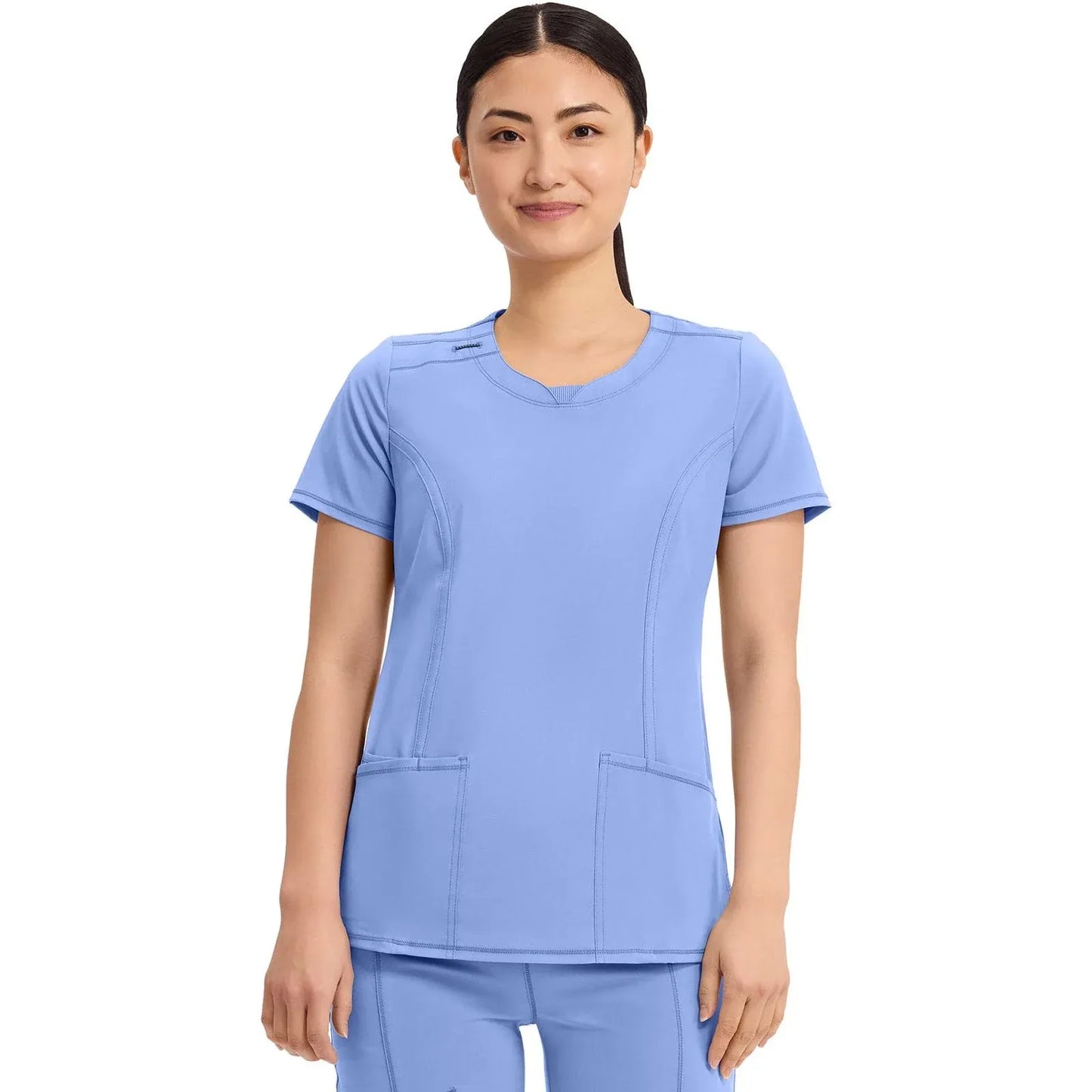 Infinity 2624A Scrubs Top Women's Round Neck Ceil Blue
