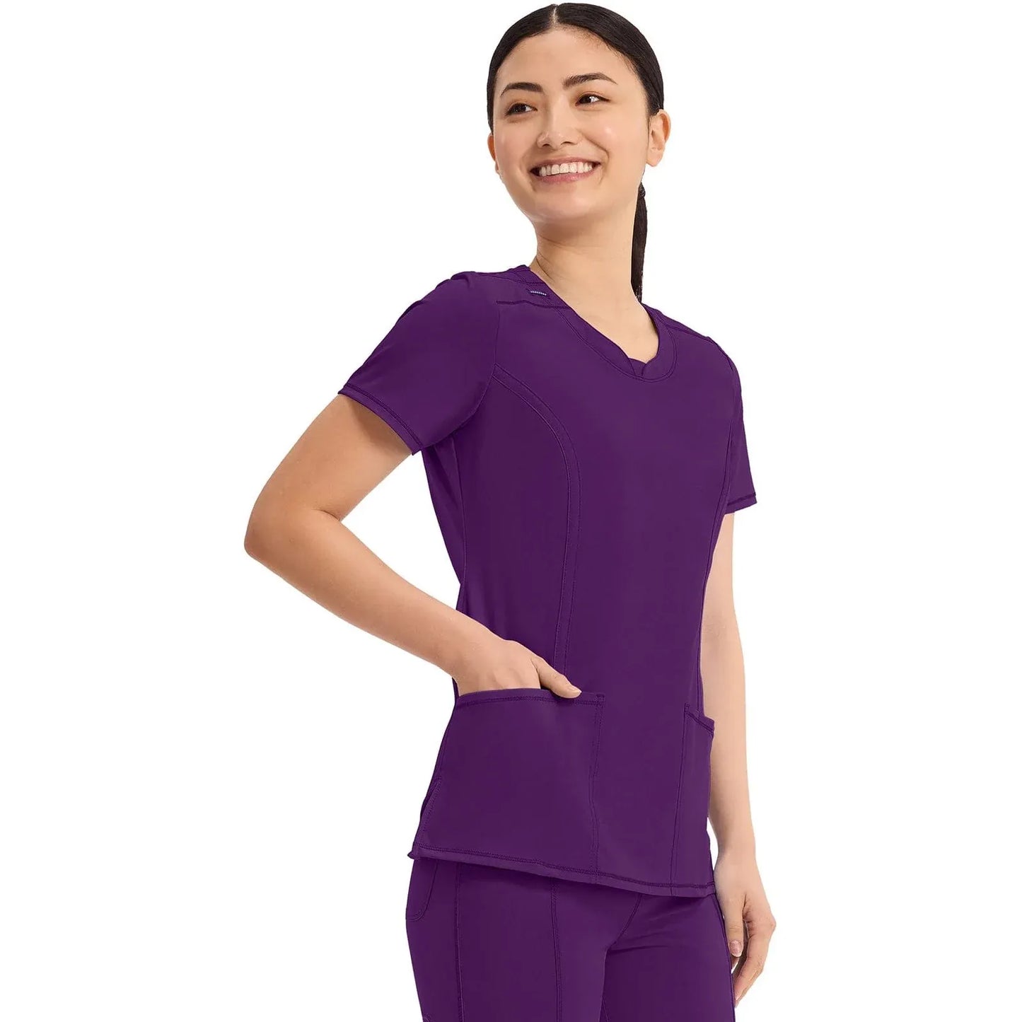 Infinity 2624A Scrubs Top Women's Round Neck Eggplant