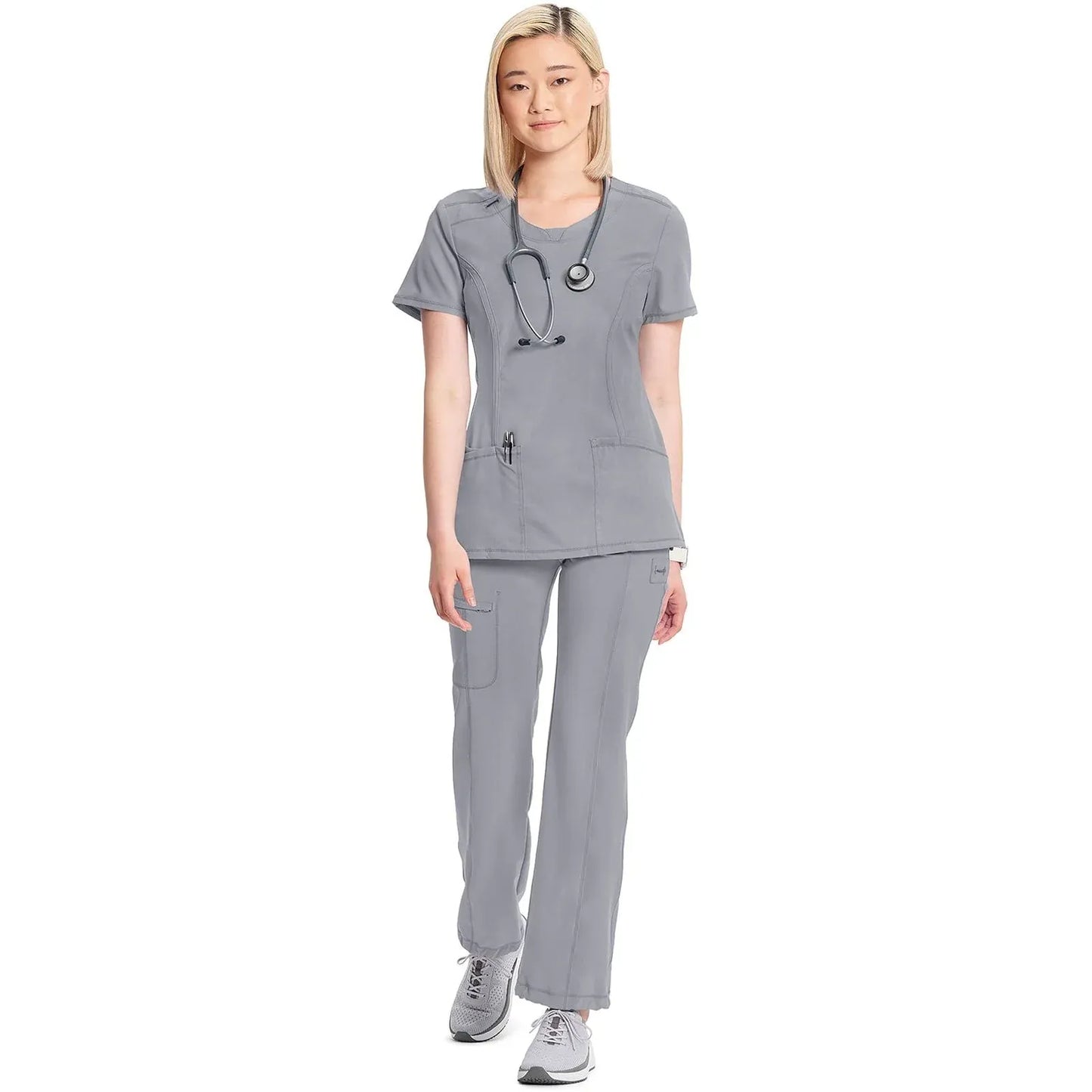 Infinity 2624A Scrubs Top Women's Round Neck Grey