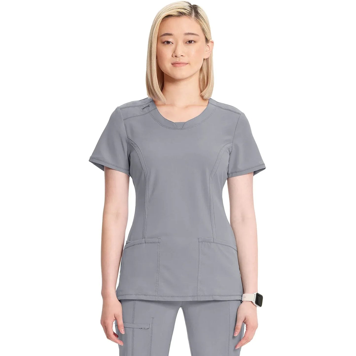 Infinity 2624A Scrubs Top Women's Round Neck Grey