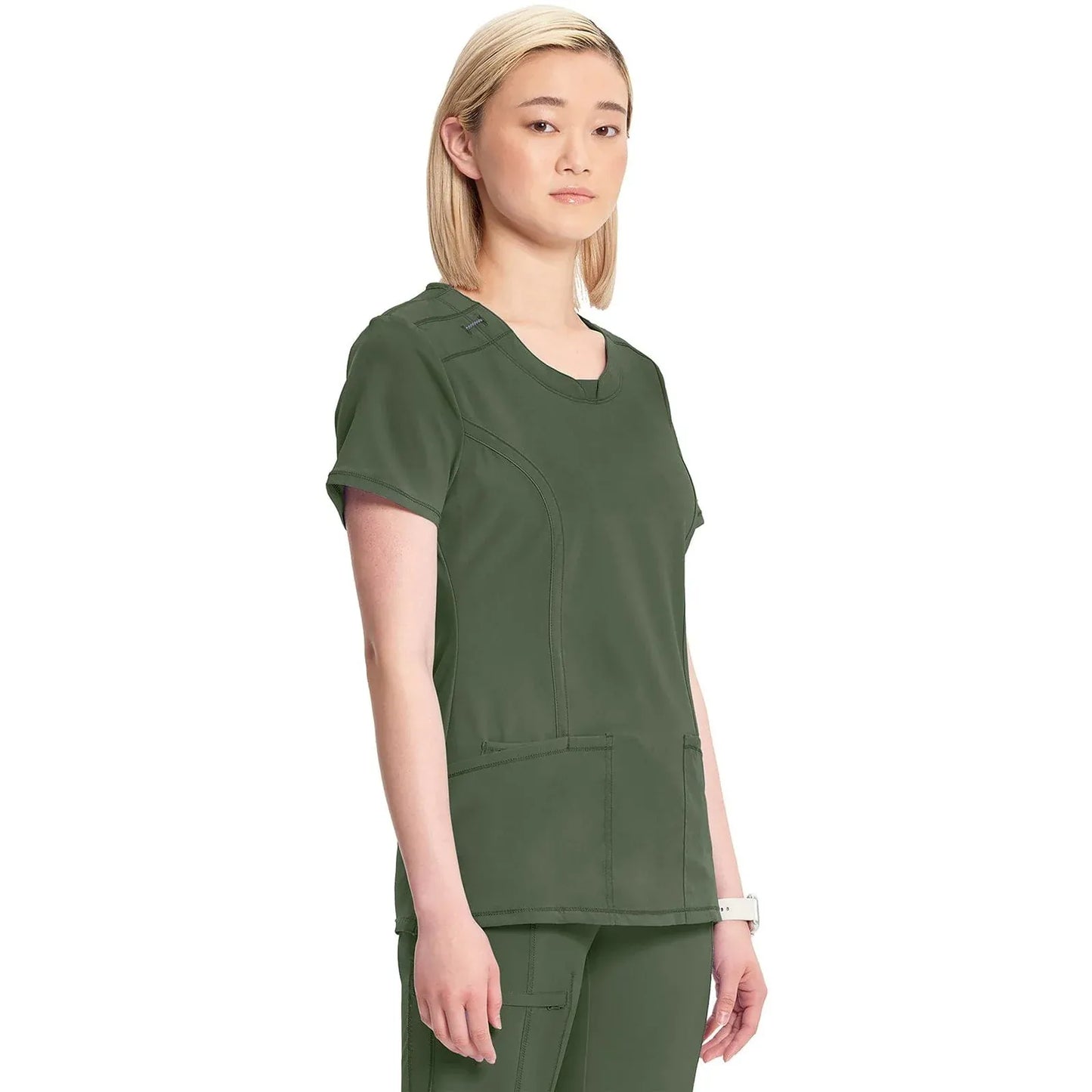 Infinity 2624A Scrubs Top Women's Round Neck Olive