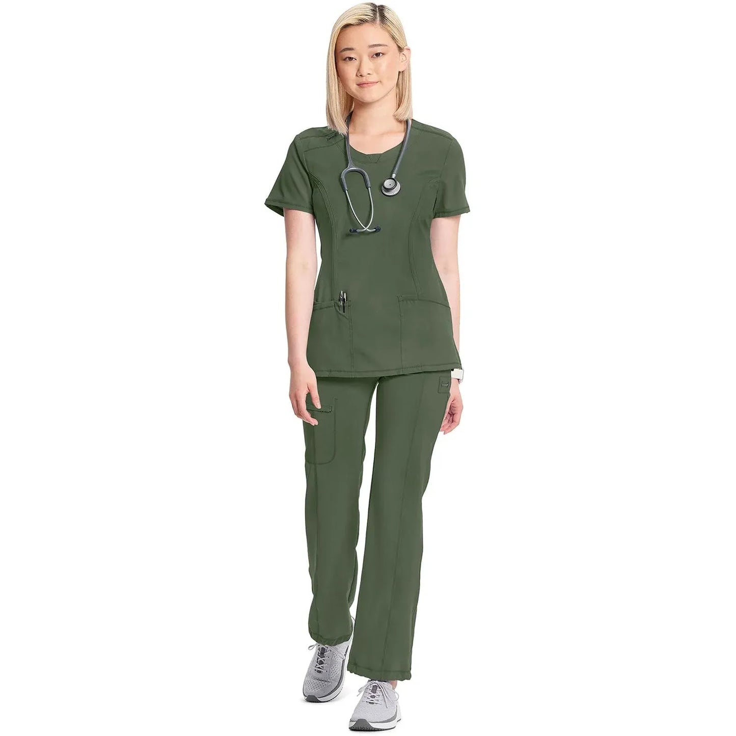 Infinity 2624A Scrubs Top Women's Round Neck Olive