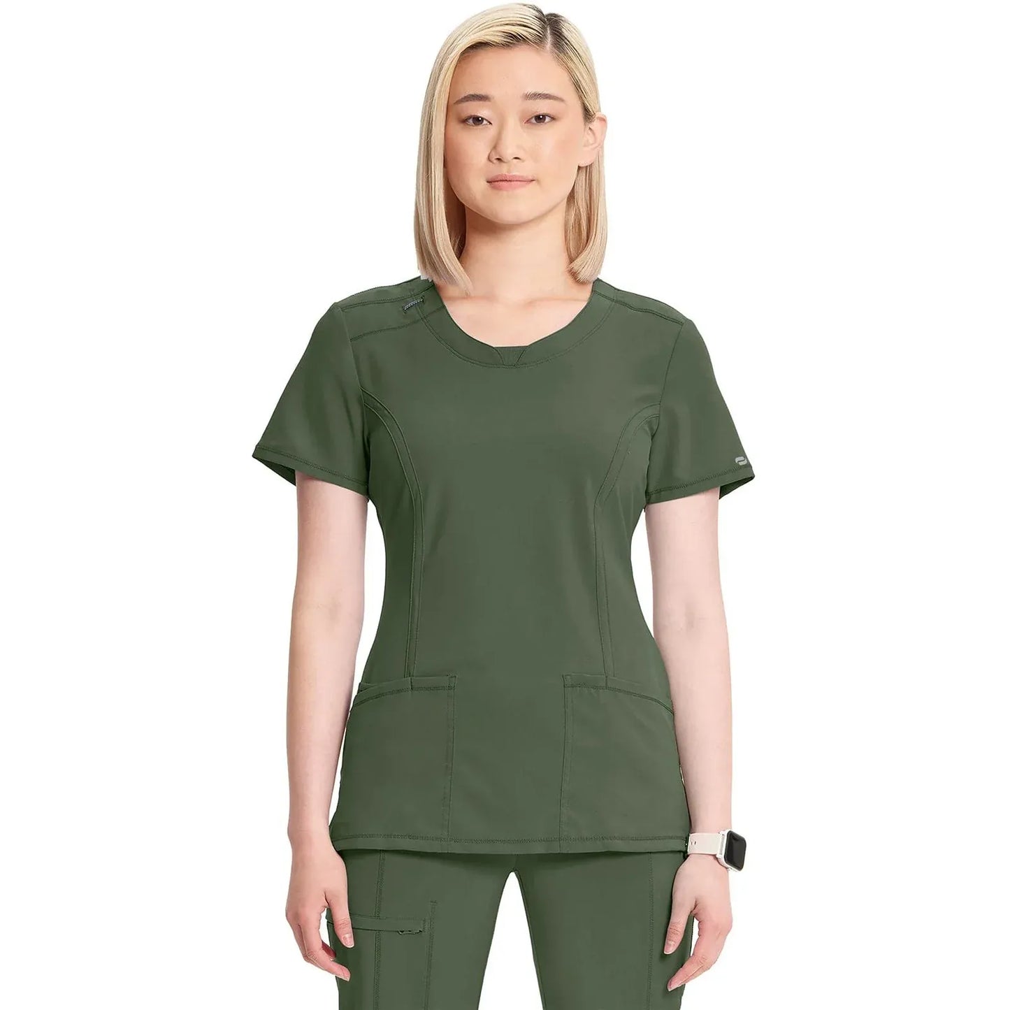 Infinity 2624A Scrubs Top Women's Round Neck Olive