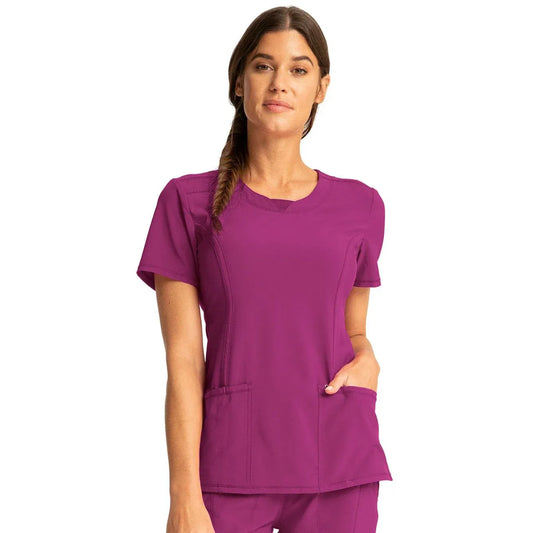 Infinity 2624A Scrubs Top Women's Round Neck Orchid Flower