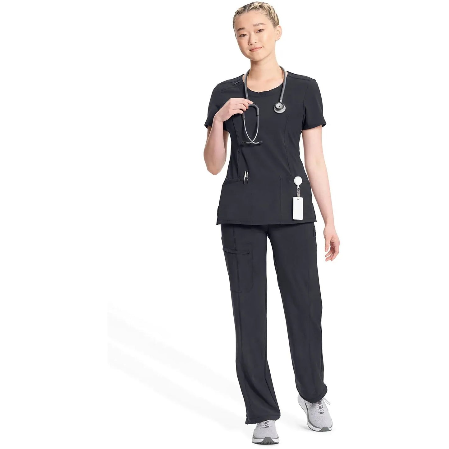 Infinity 2624A Scrubs Top Women's Round Neck Pewter