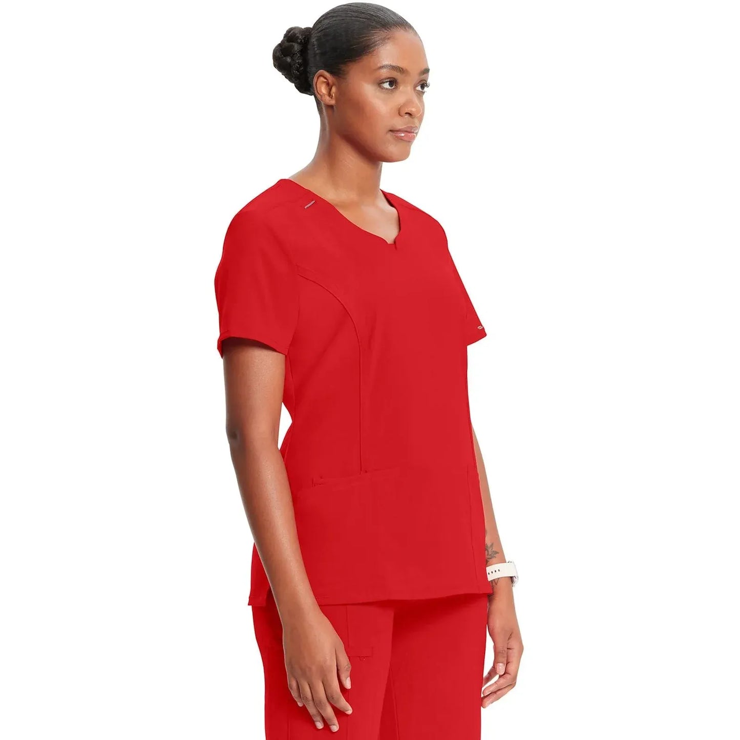 Infinity 2624A Scrubs Top Women's Round Neck Red