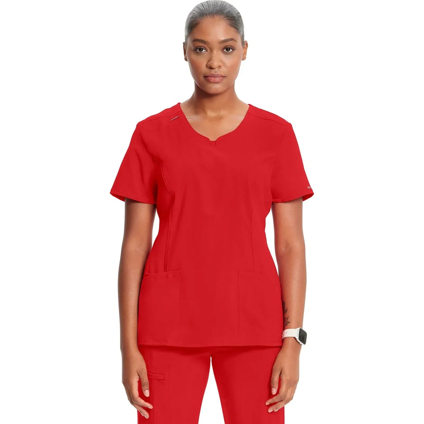 Infinity 2624A Scrubs Top Women's Round Neck Red
