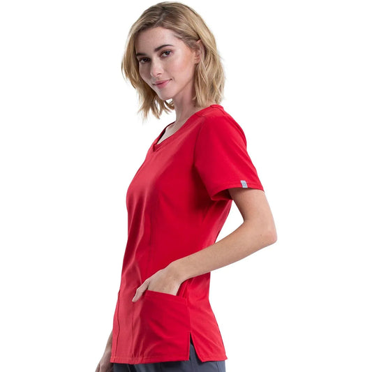 Infinity 2624A Scrubs Top Women's Round Neck Red
