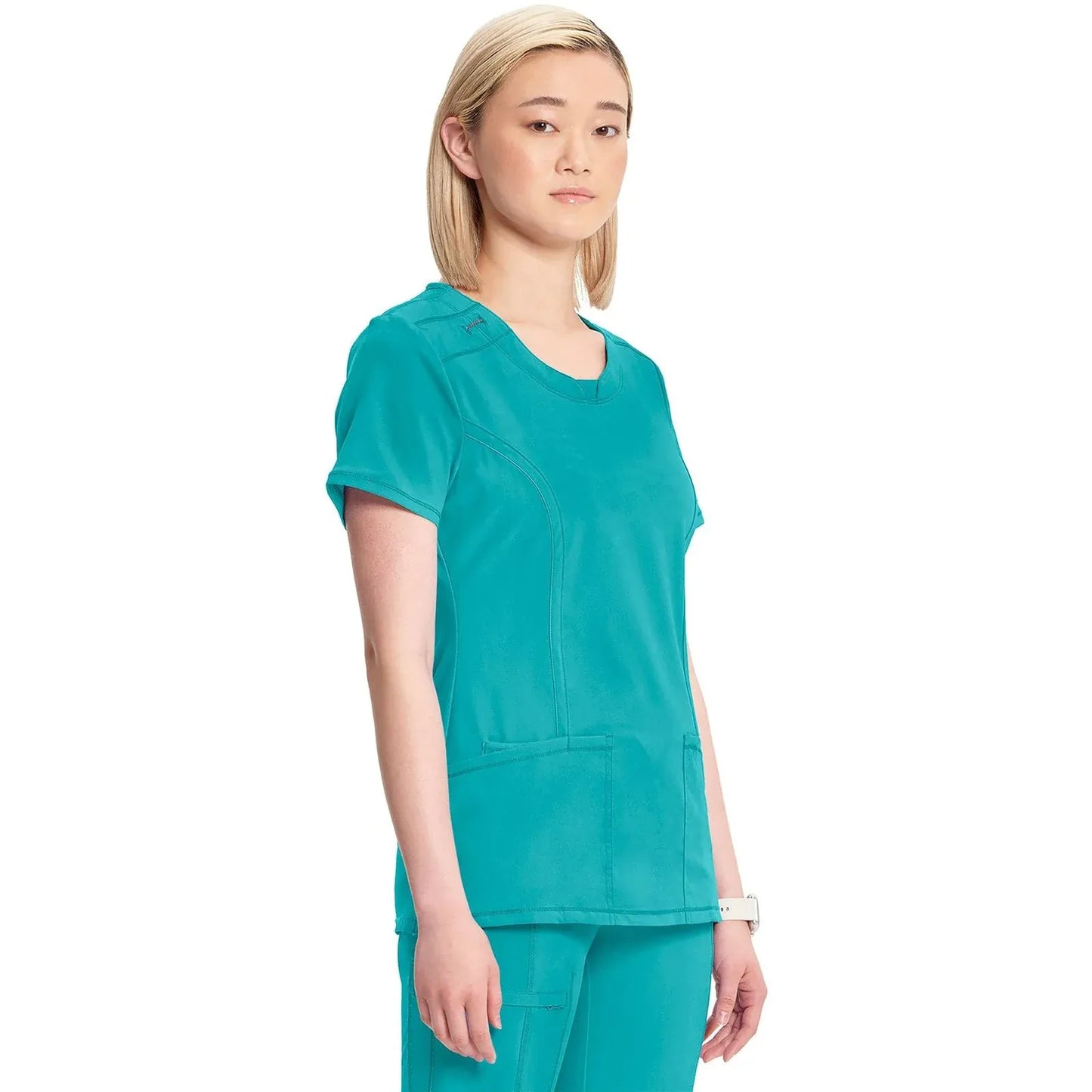 Infinity 2624A Scrubs Top Women's Round Neck Teal Blue