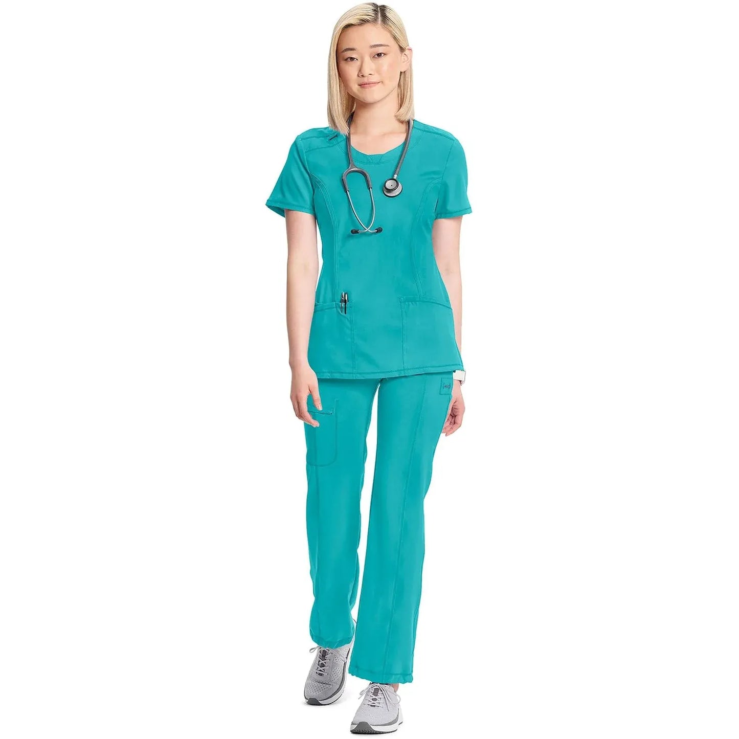 Infinity 2624A Scrubs Top Women's Round Neck Teal Blue