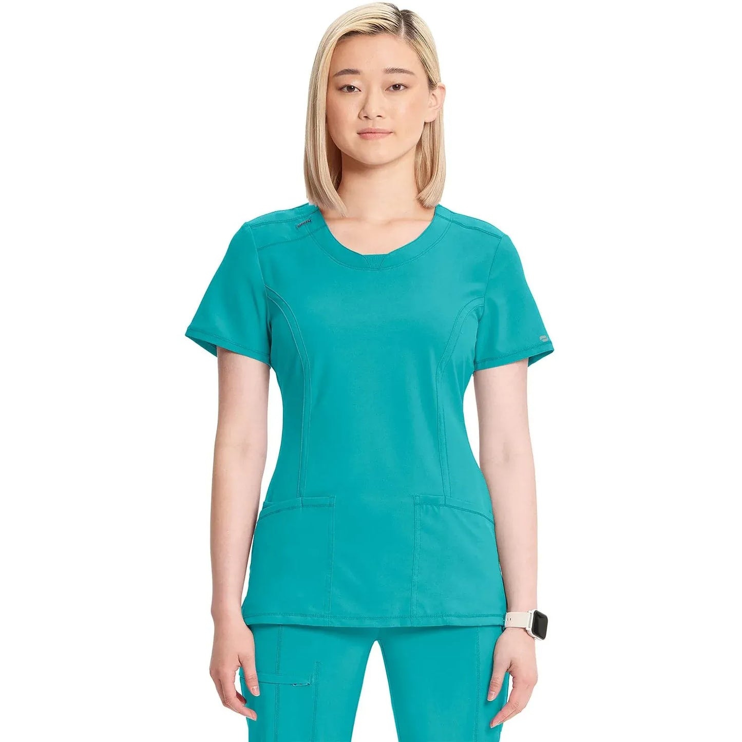 Infinity 2624A Scrubs Top Women's Round Neck Teal Blue