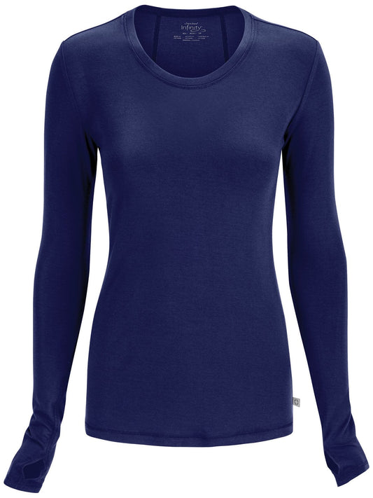 Infinity Underscrubs 2XL Infinity 2626A Underscrubs Womens Long Sleeve Knit Tee Navy