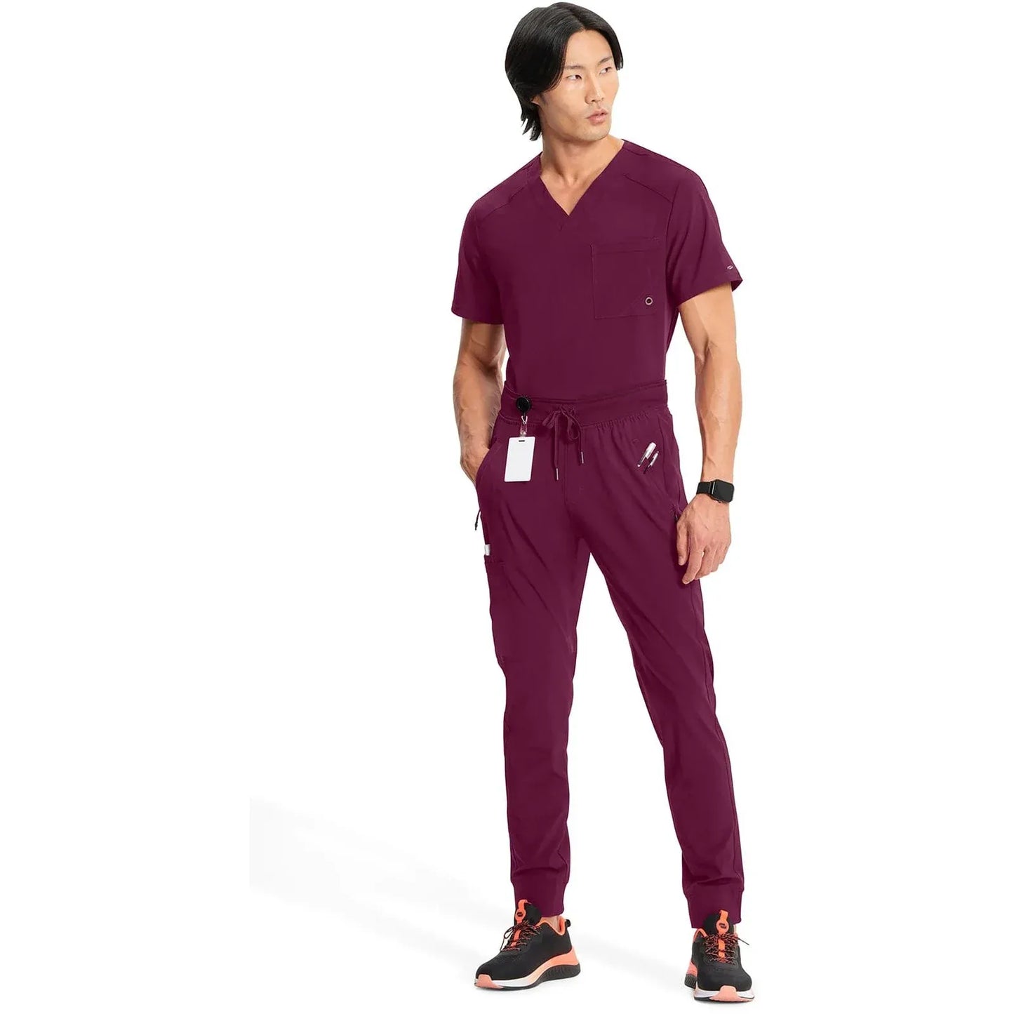 Cherokee Scrubs Pants Cherokee Infinity CK004A Scrubs Jogger Pant Men Wine