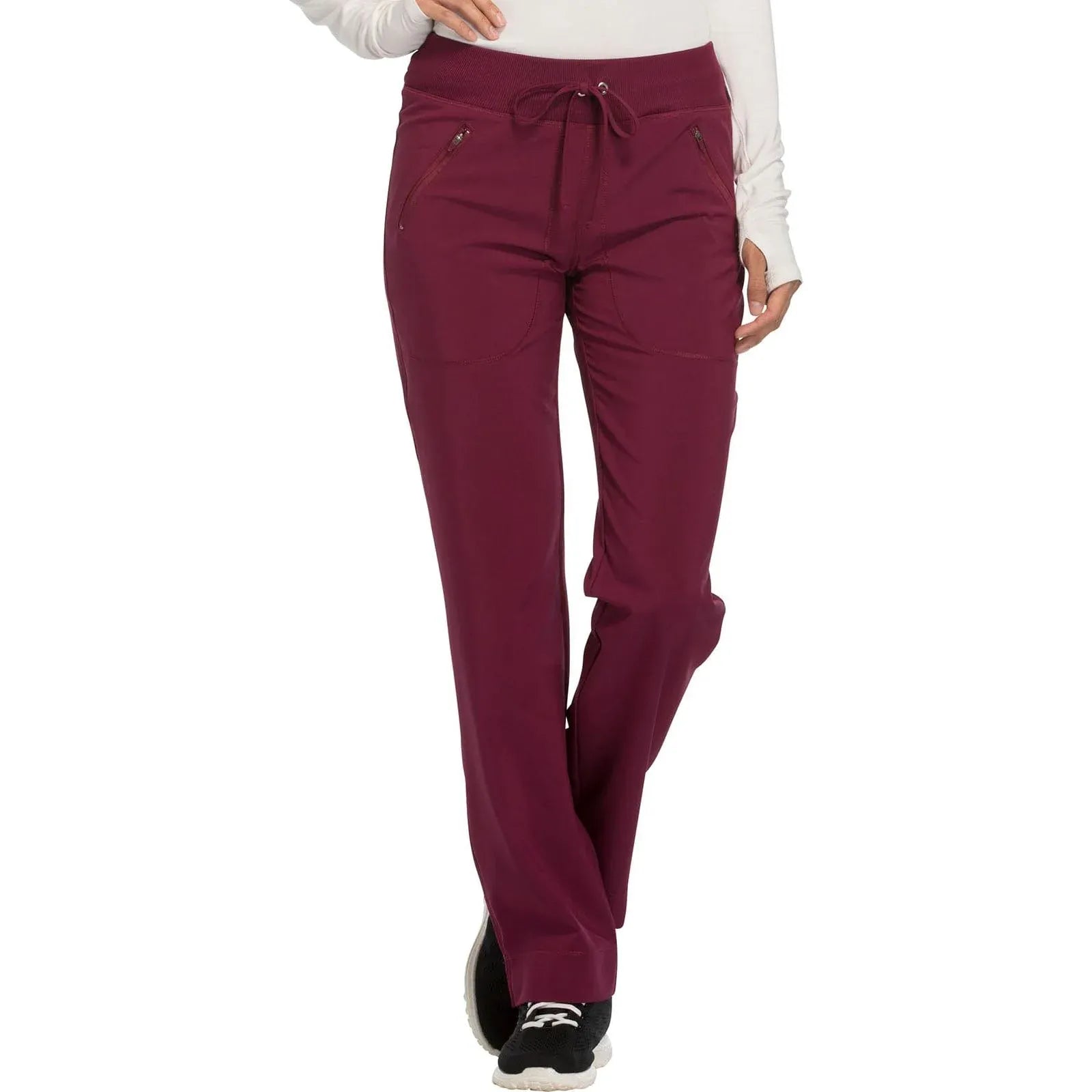 Cherokee Scrubs Pants M / Short Leg Cherokee Infinity CK100A Scrubs Pants Womens Mid Rise Tapered Leg Drawstring Wine