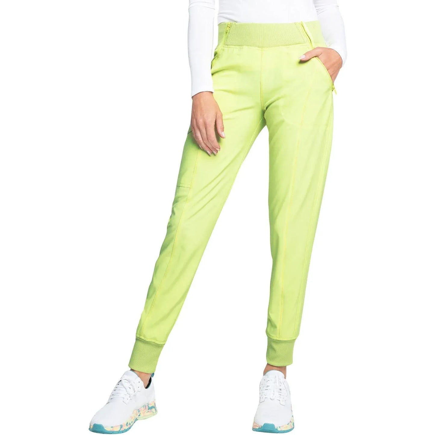 Cherokee Scrubs Pants XS Cherokee Infinity CK110A Scrubs Jogger Pant Women Lime Creme