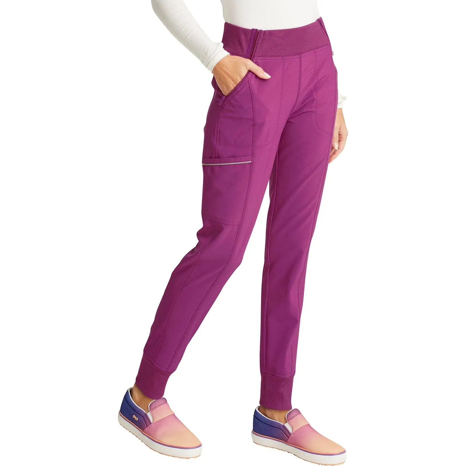 Cherokee Scrubs Pants XS Cherokee Infinity CK110A Scrubs Jogger Pant Women Orchid Flower