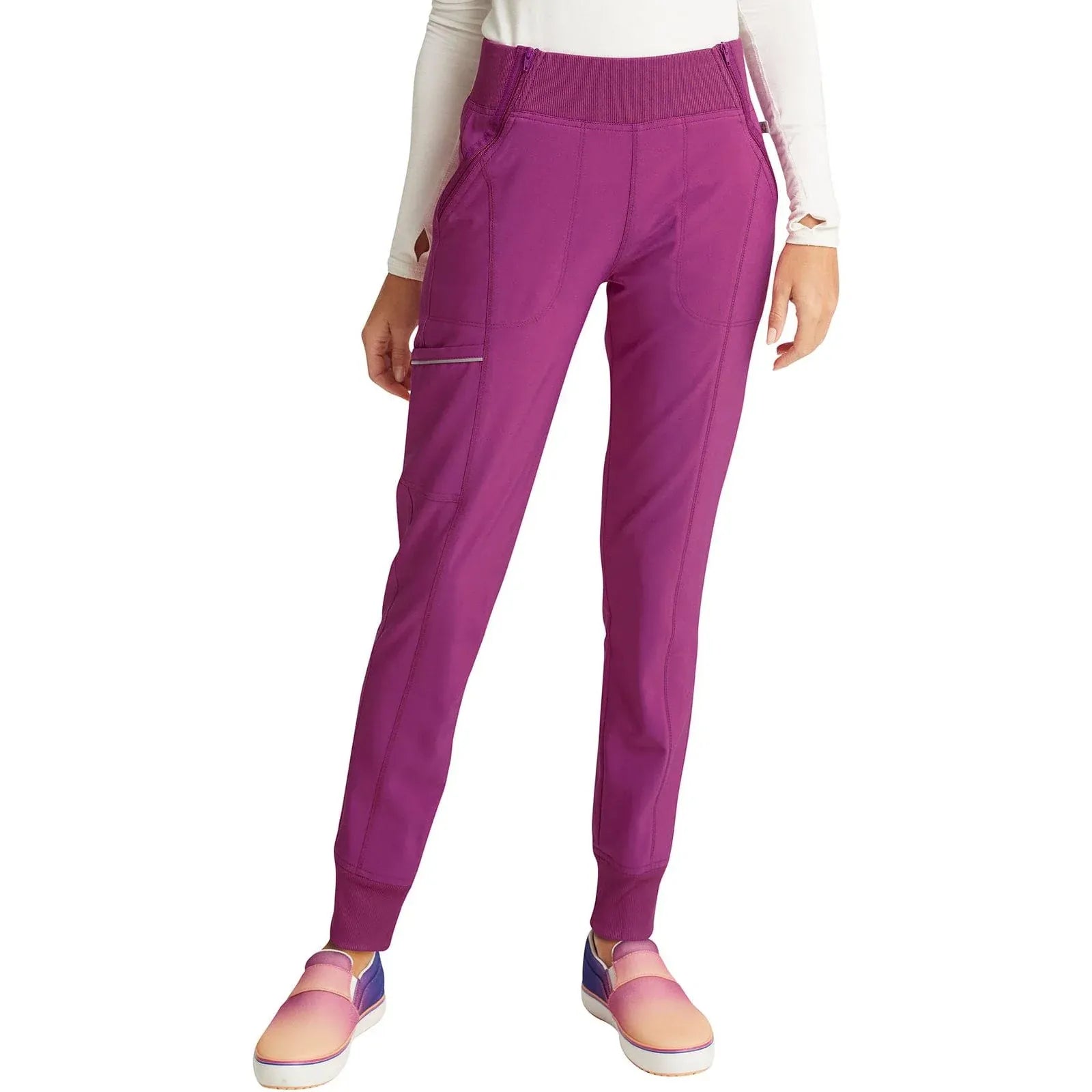 Cherokee Scrubs Pants Cherokee Infinity CK110A Scrubs Jogger Pant Women Orchid Flower