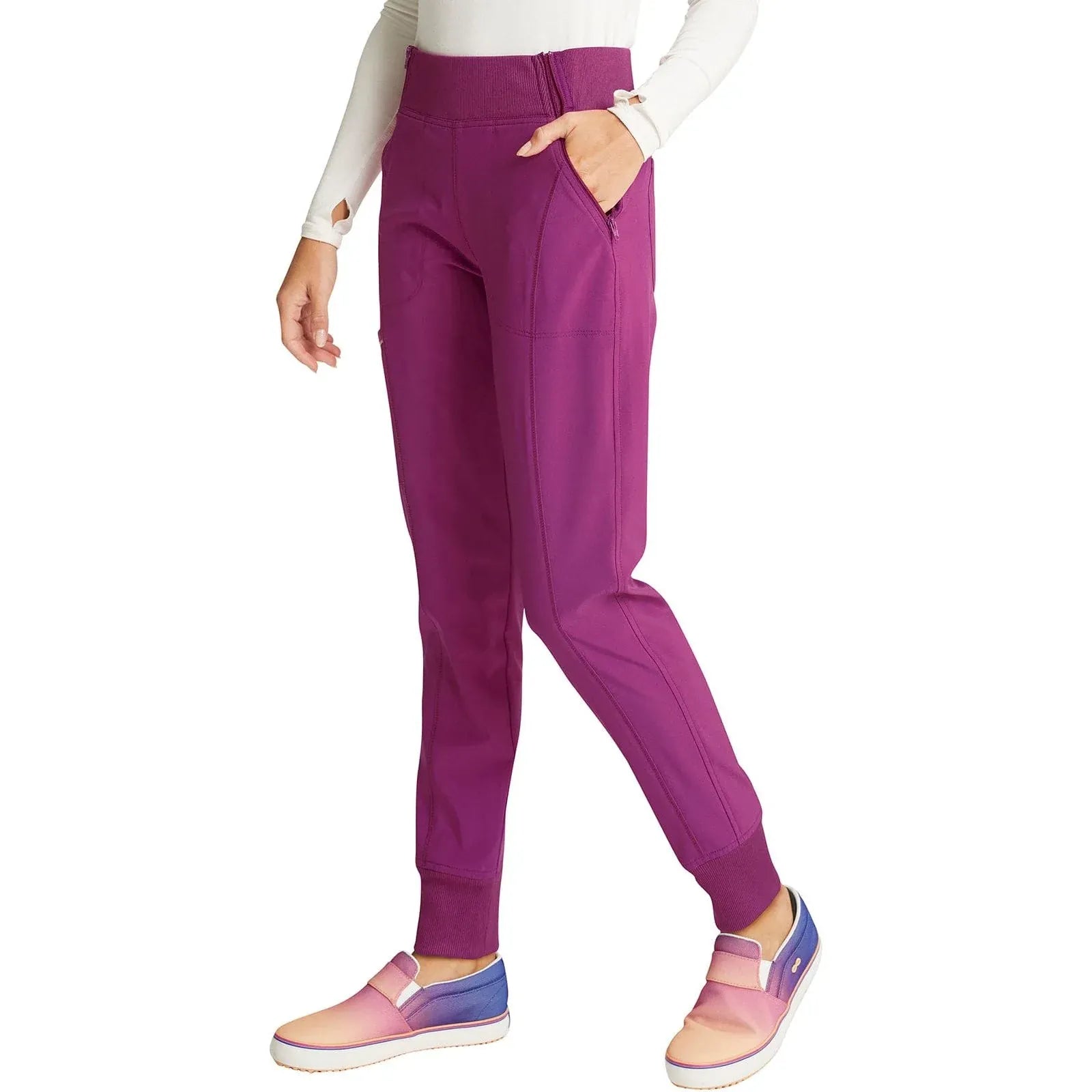 Cherokee Scrubs Pants Cherokee Infinity CK110A Scrubs Jogger Pant Women Orchid Flower