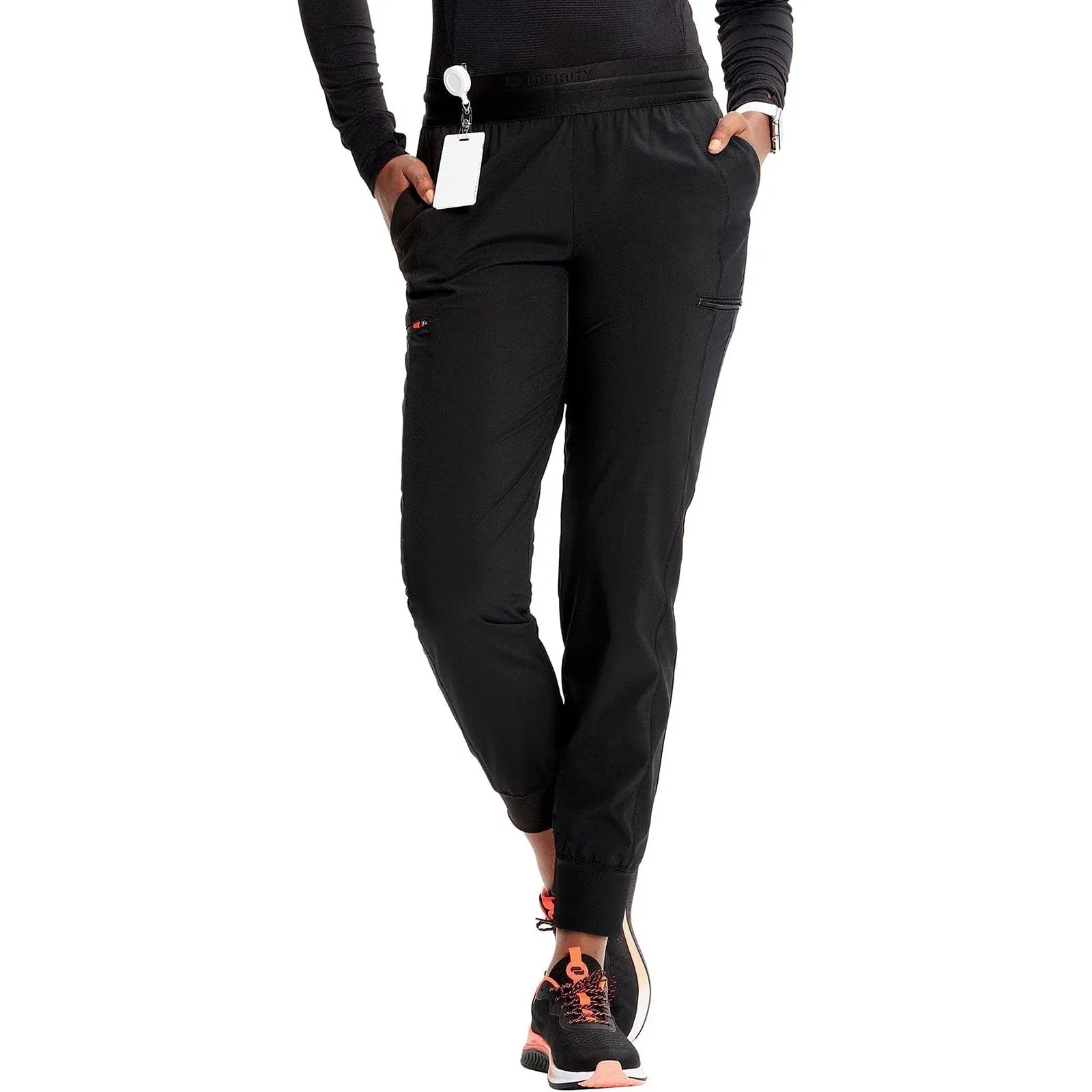 Infinity Scrubs Pants Infinity IN122A Mid Rise Jogger Women Scrubs Pant Black