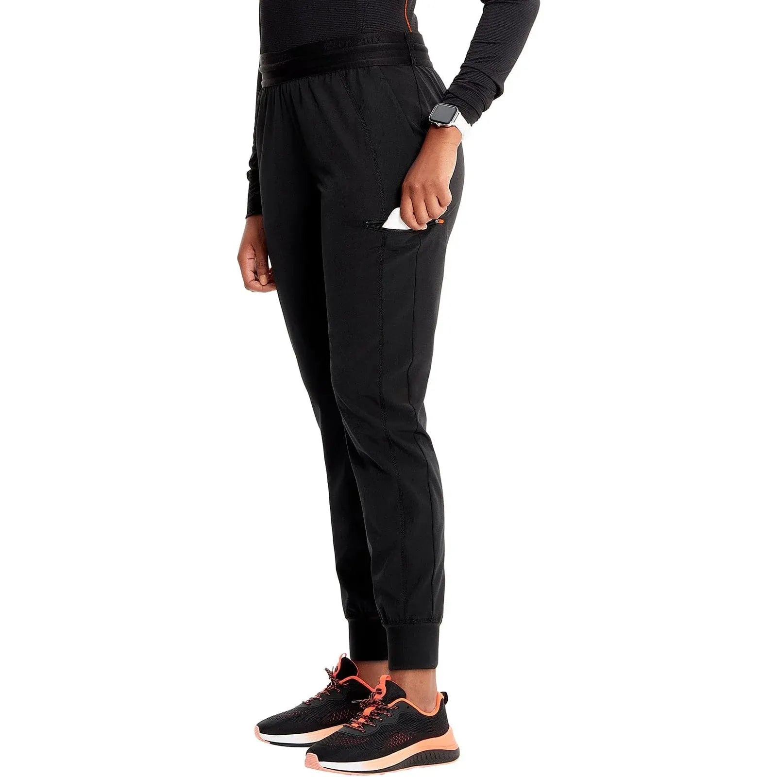 Infinity Scrubs Pants Infinity IN122A Mid Rise Jogger Women Scrubs Pant Black