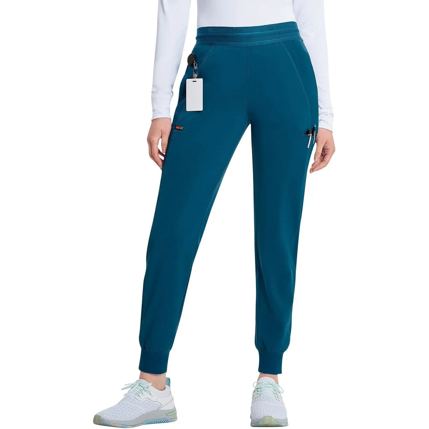 Infinity GNR8 IN122A Mid Rise Jogger Women Scrubs Pant Caribbean Blue