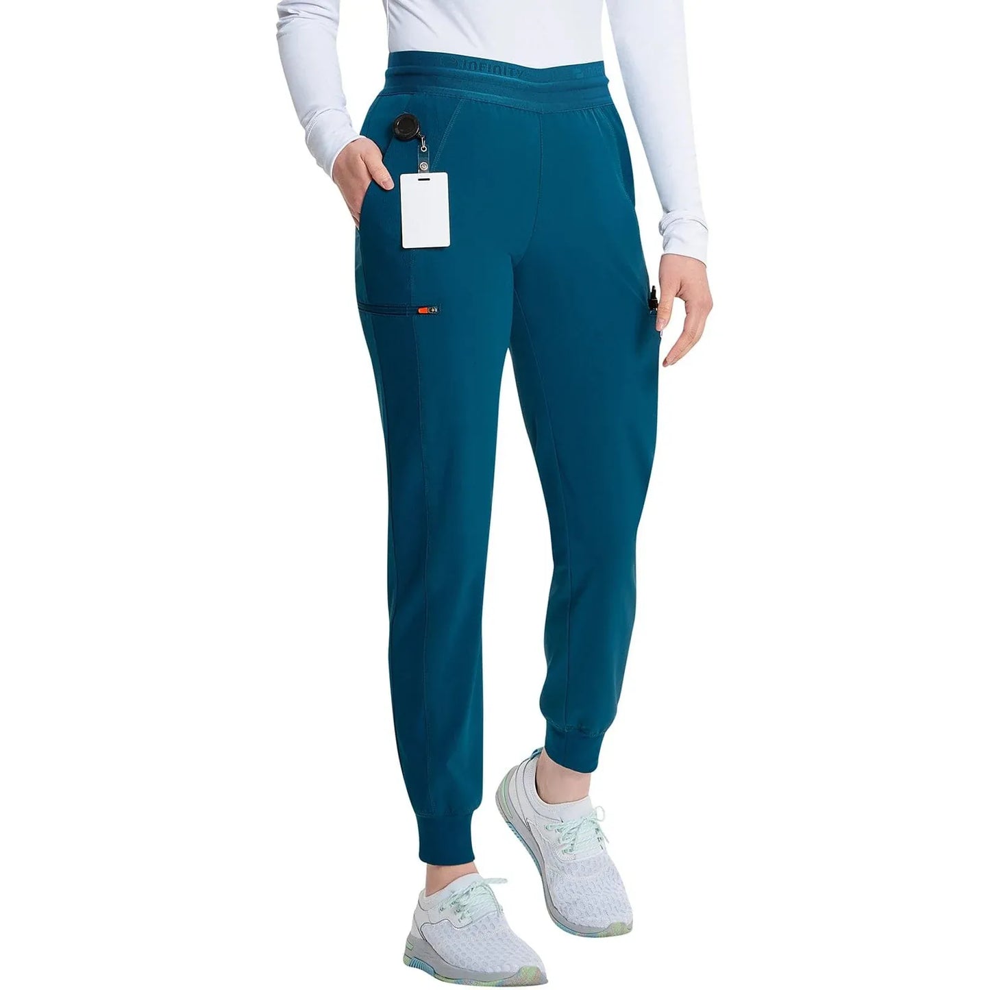 Infinity GNR8 IN122A Mid Rise Jogger Women Scrubs Pant Caribbean Blue