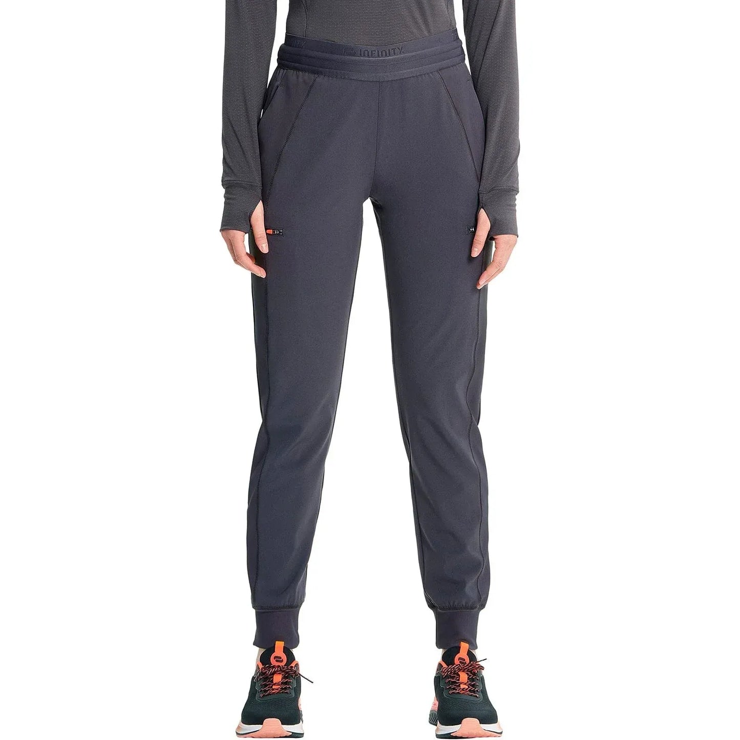 Infinity GNR8 IN122A Mid Rise Jogger Women Scrubs Pant Pewter