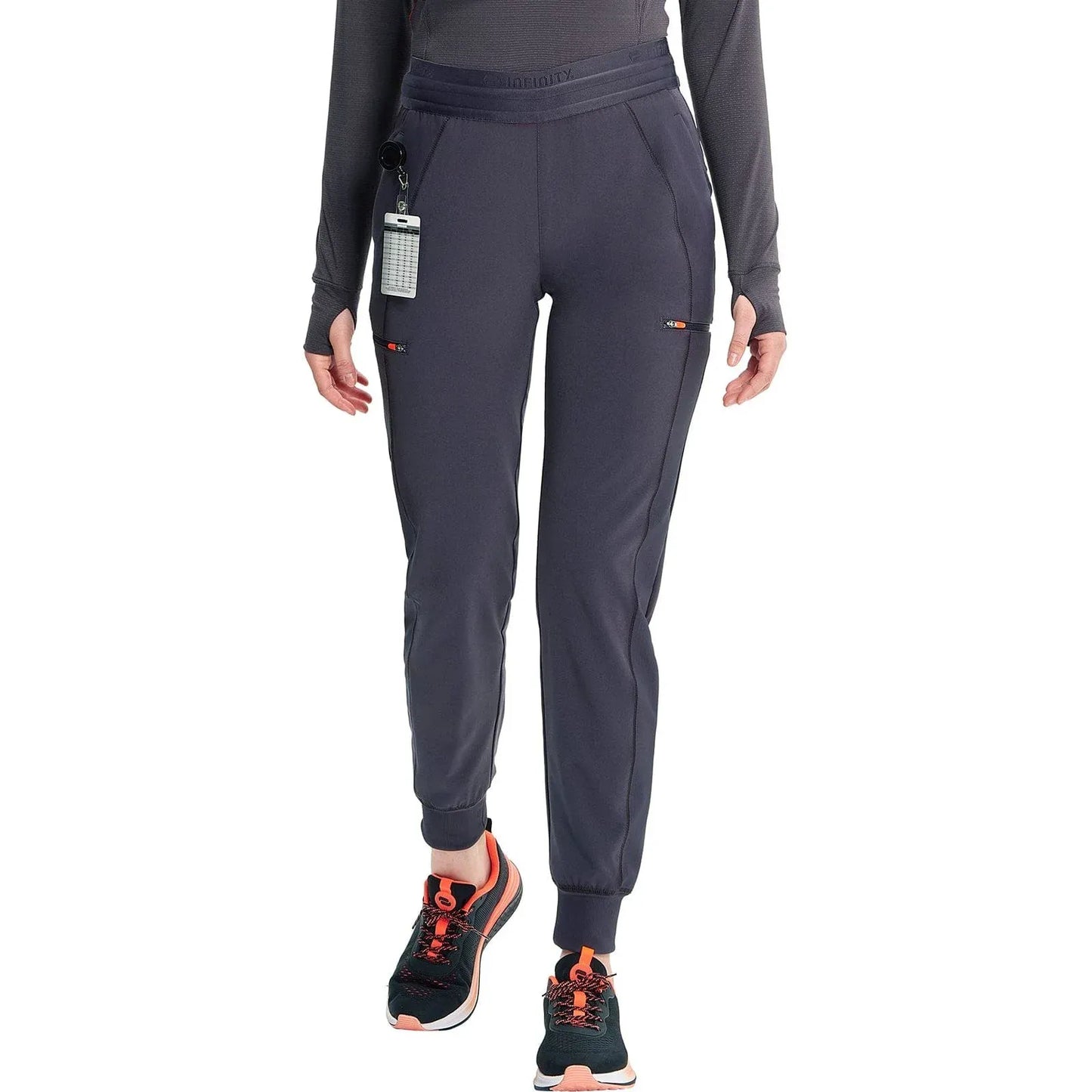 Infinity GNR8 IN122A Mid Rise Jogger Women Scrubs Pant Pewter