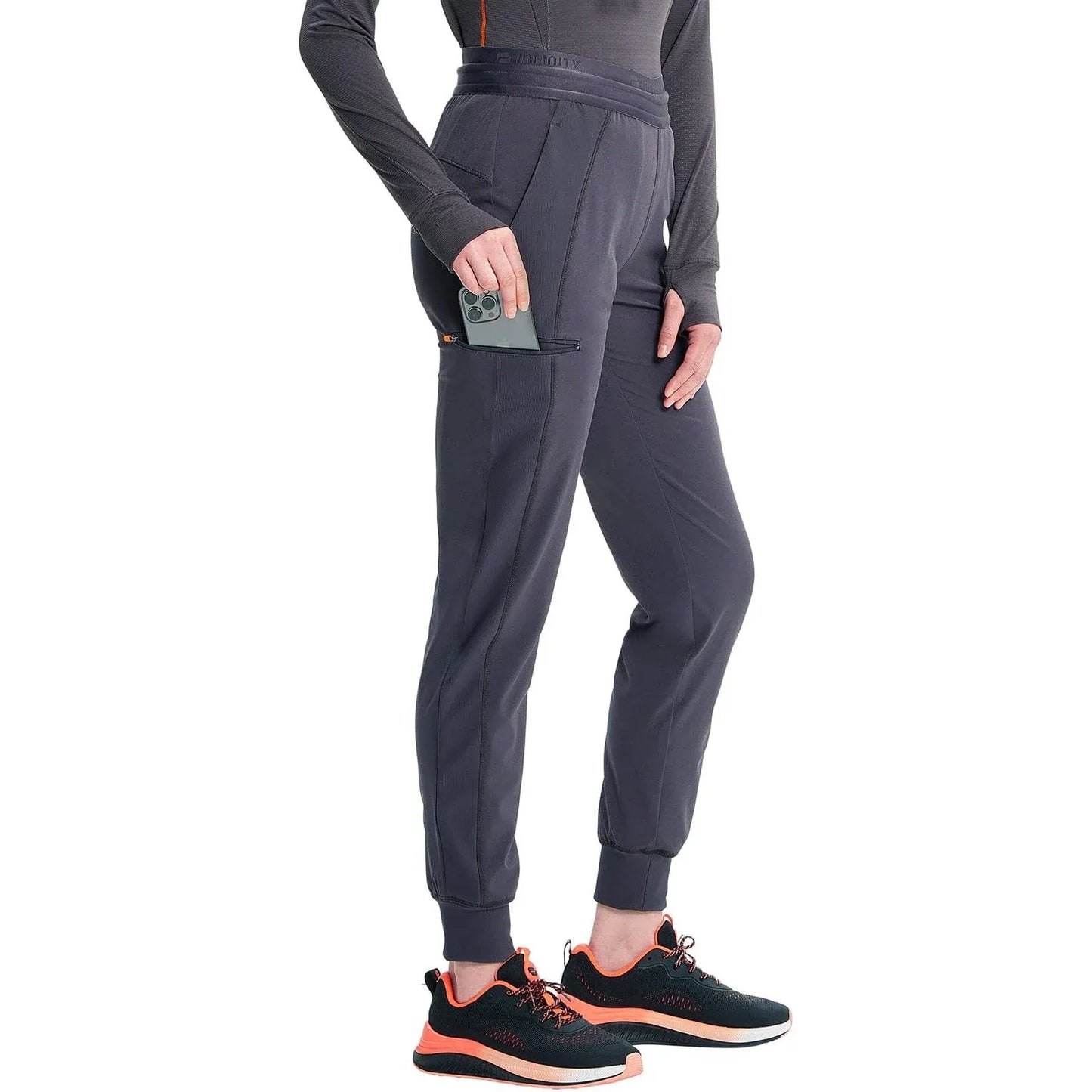 Infinity GNR8 IN122A Mid Rise Jogger Women Scrubs Pant Pewter