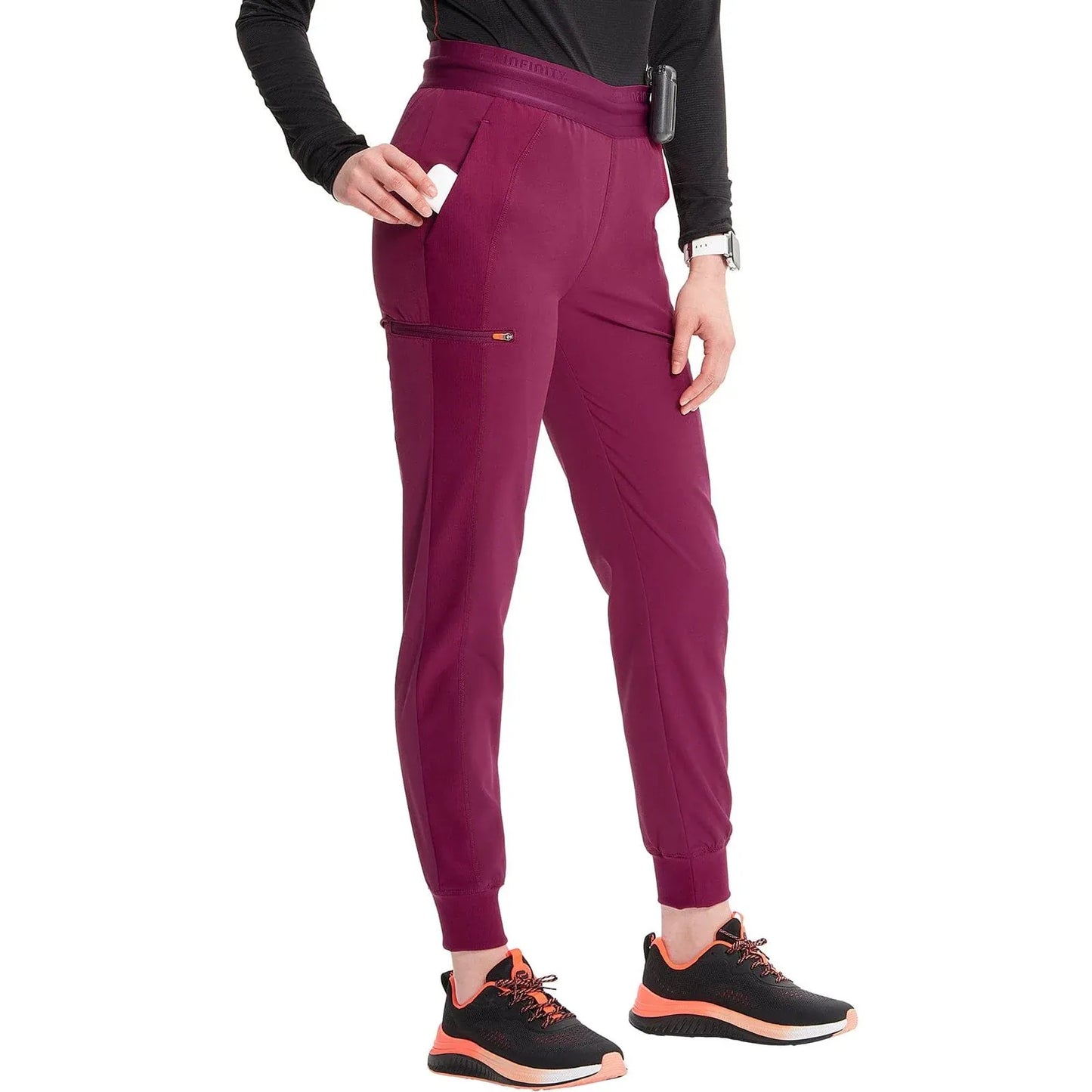 Infinity Scrubs Pants Infinity IN122A Mid Rise Jogger Women Scrubs Pant Wine