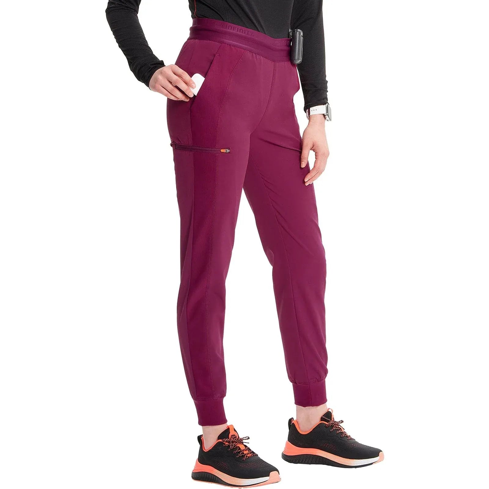 Infinity Scrubs Pants Infinity IN122A Mid Rise Jogger Women Scrubs Pant Wine