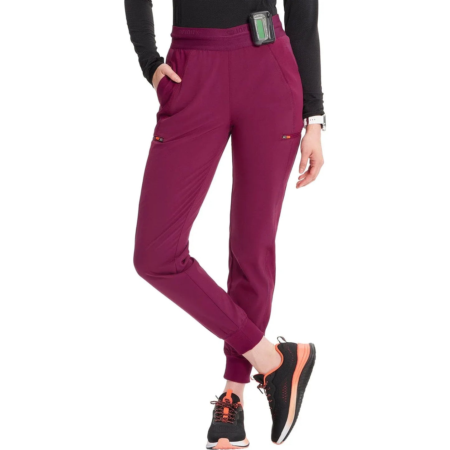 Infinity Scrubs Pants Infinity IN122A Mid Rise Jogger Women Scrubs Pant Wine