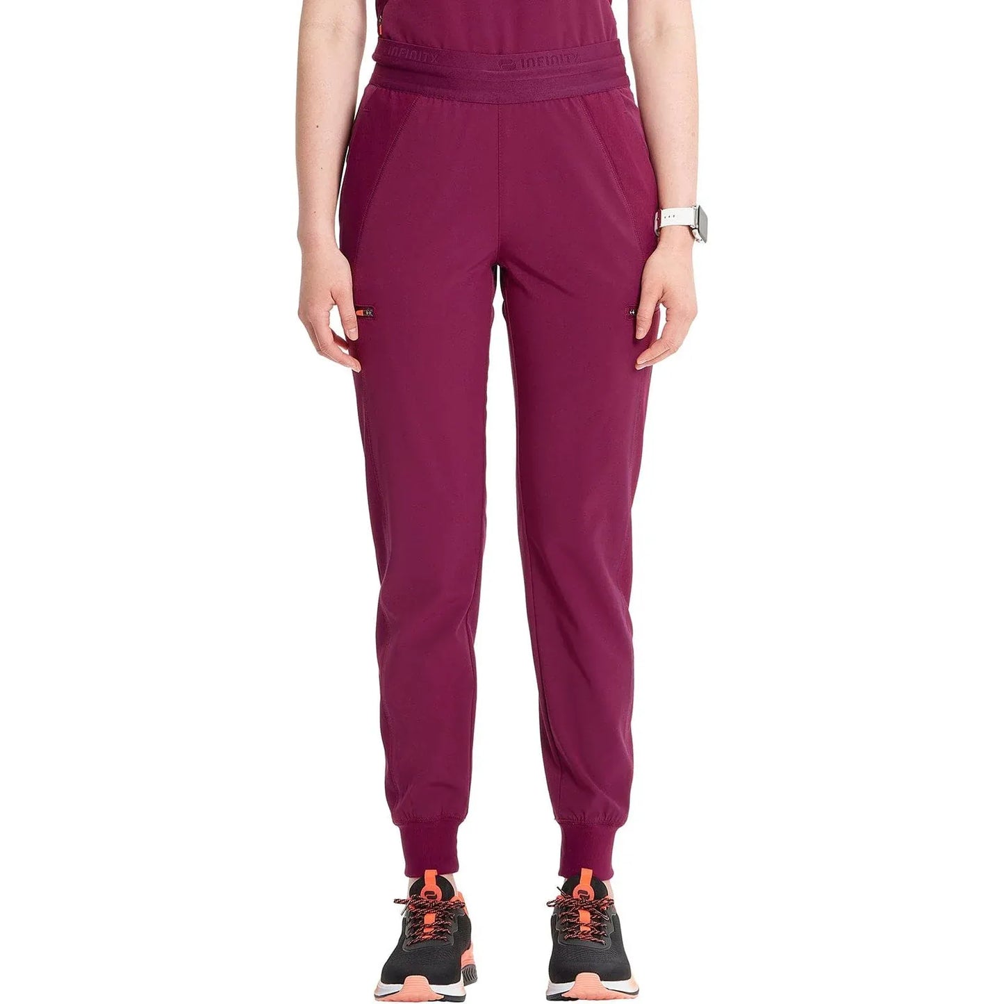 Infinity Scrubs Pants Infinity IN122A Mid Rise Jogger Women Scrubs Pant Wine