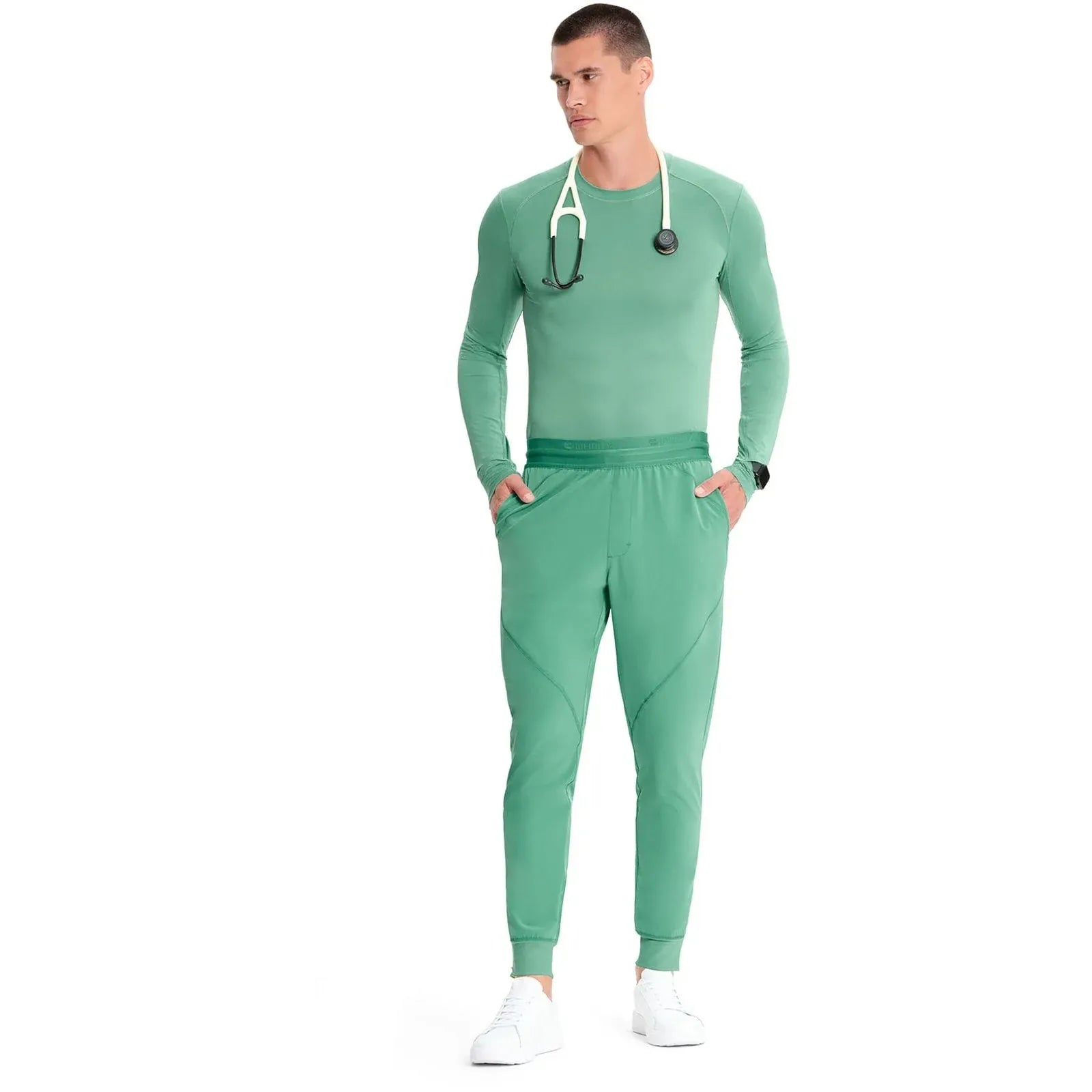 Infinity Underscrub Top Infinity IN608 Mens Long Sleeve Performance Underscrub Men Matcha Lat