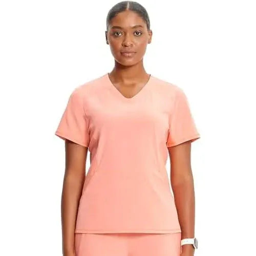 Cherokee Infinity IN620A V-neck Top Women Top Electric Coral
