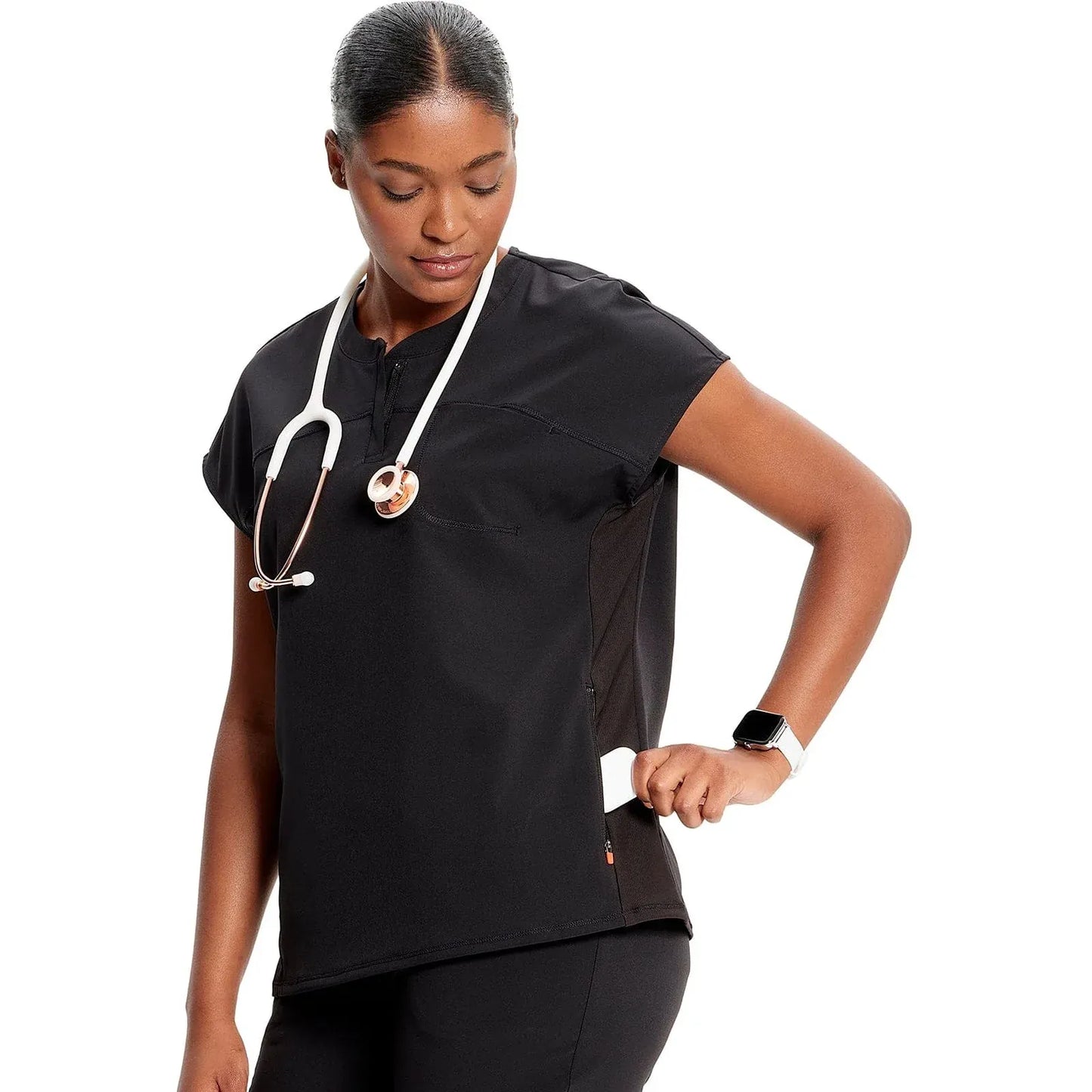 Infinity Scrubs Top Infinity IN622A Henley Women Scrubs Top Black