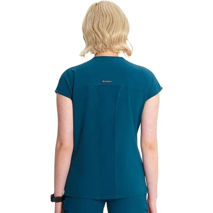 Cherokee Infinity IN622A Henley Top Women Top Caribbean Blue