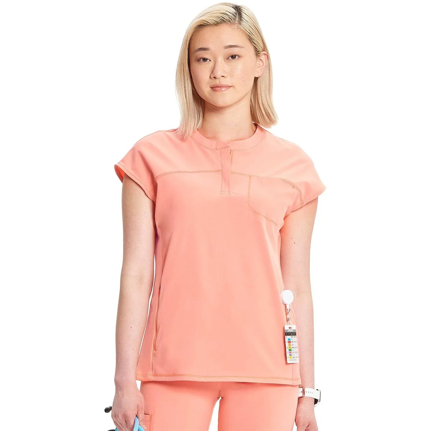 Infinity Scrubs Top 2XL Infinity IN622A Henley Women Scrubs Top Electric Coral