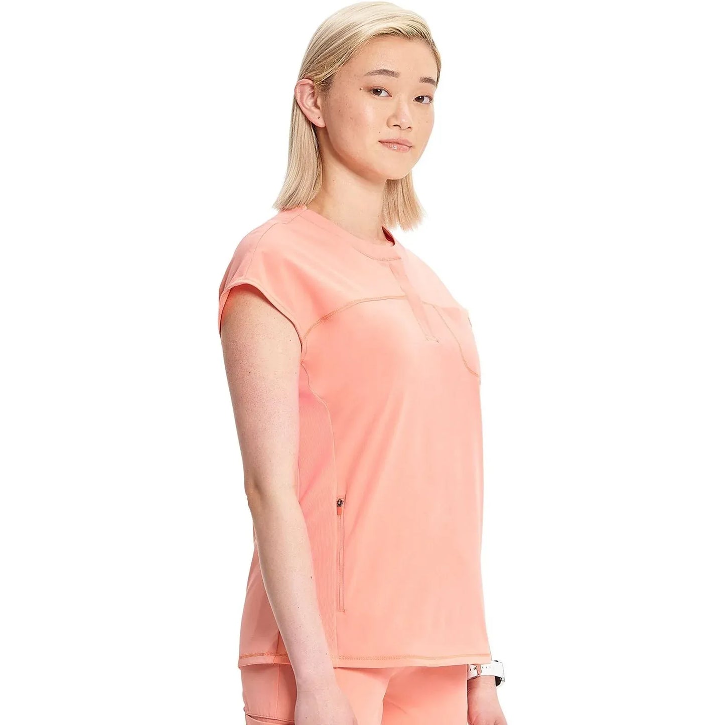 Infinity Scrubs Top 2XL Infinity IN622A Henley Women Scrubs Top Electric Coral