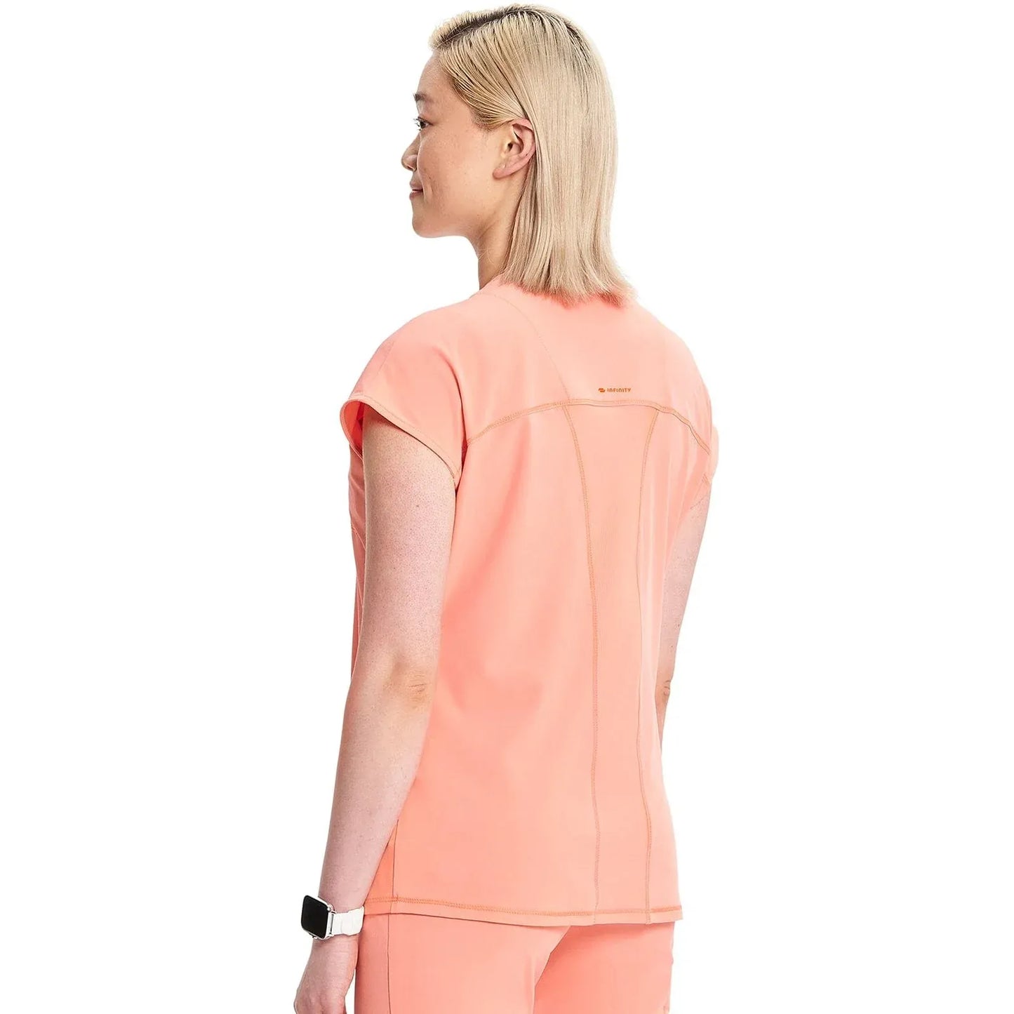 Infinity Scrubs Top 2XL Infinity IN622A Henley Women Scrubs Top Electric Coral