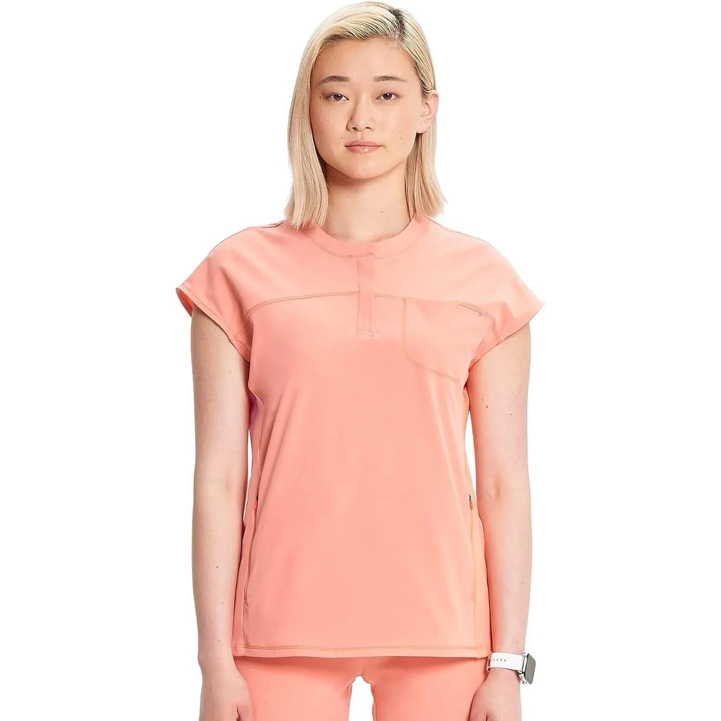 Cherokee 2XL Infinity IN622A Henley Top Women Top Electric Coral
