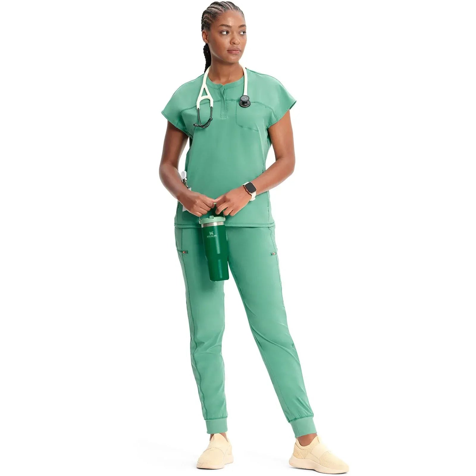 Infinity Scrubs Top Infinity IN622A Henley Women Scrubs Top Matcha Latte