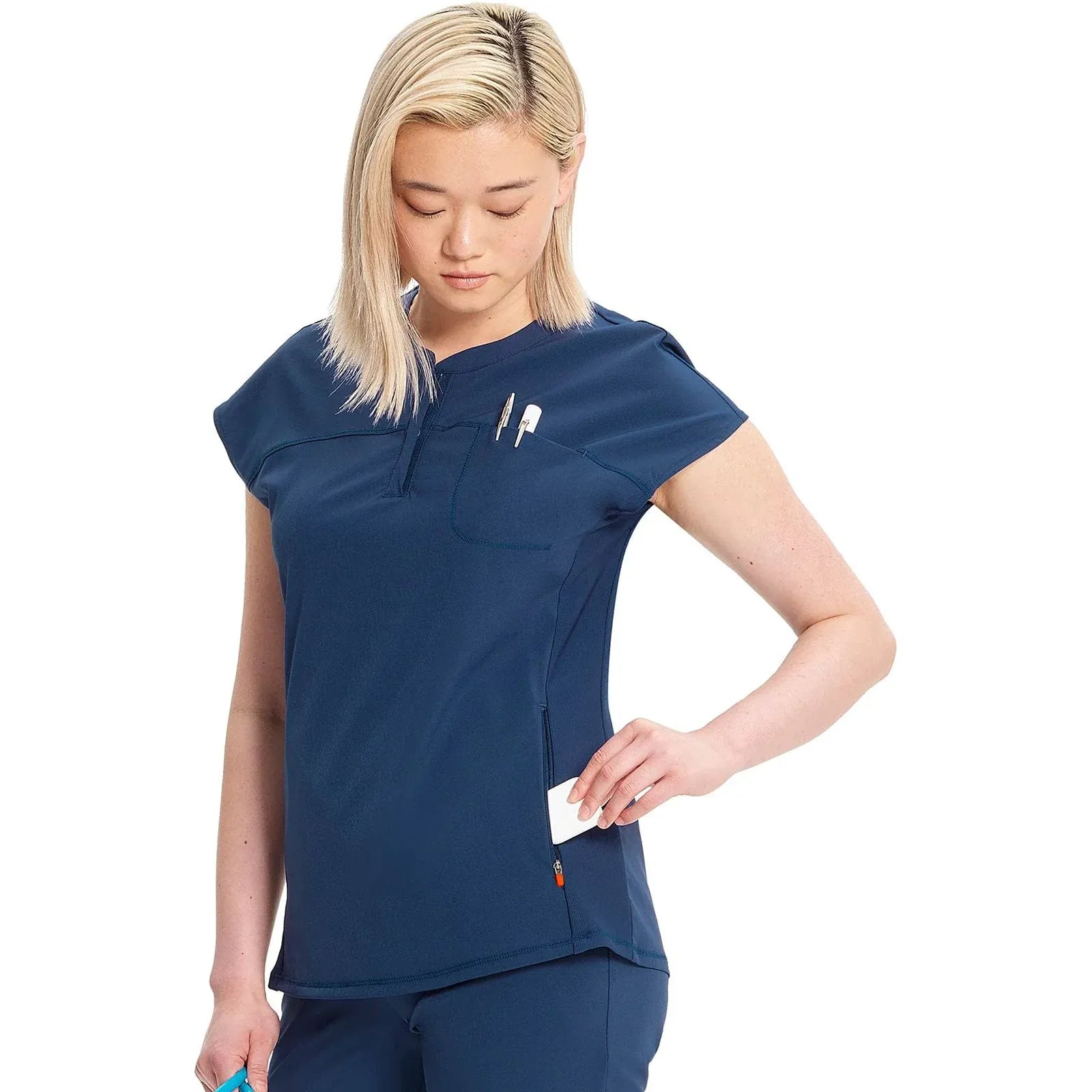 Infinity Scrubs Top Infinity IN622A Henley Women Scrubs Top Navy