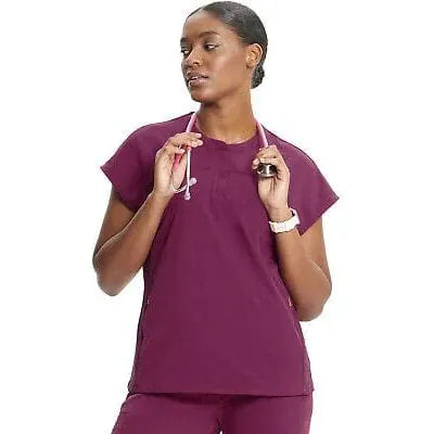 Cherokee Infinity IN622A Henley Top Women Top Wine