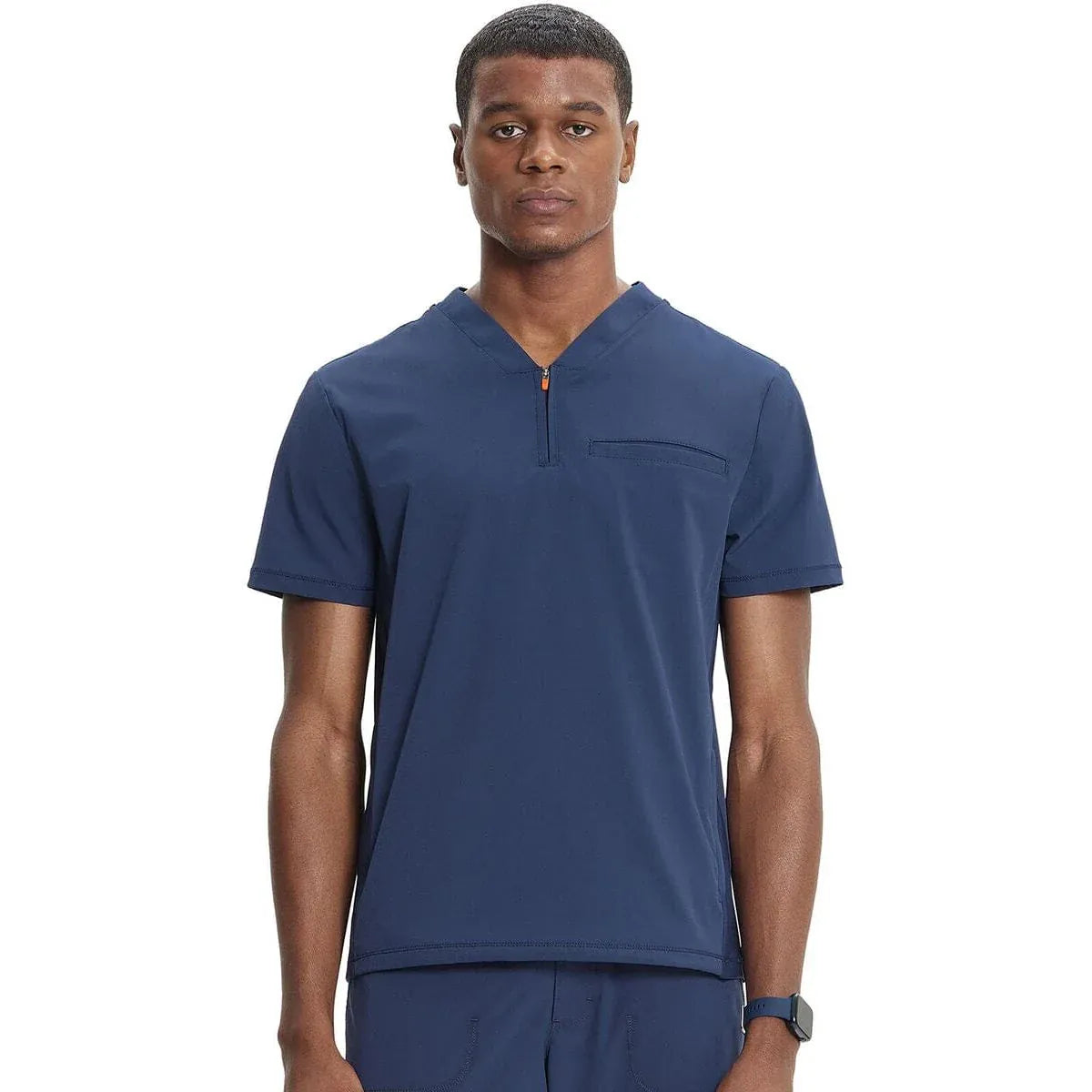 Cherokee Infinity IN702A Mens Partial Zip V-Neck Scrub Top Men Top Navy