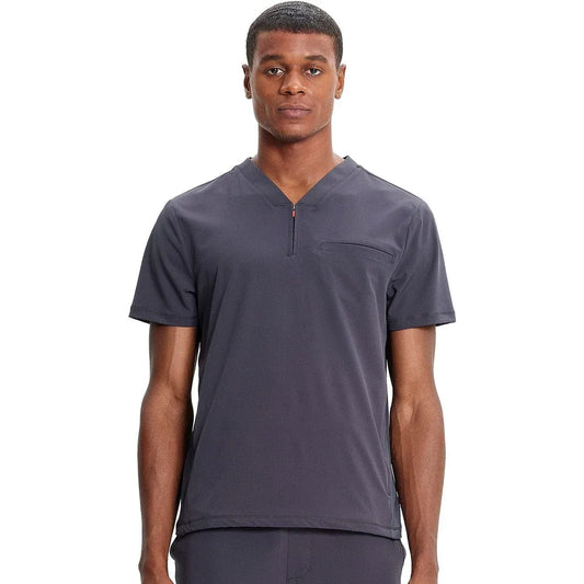 Cherokee Infinity IN702A Mens Partial Zip V-Neck Scrub Top Men Top Pewter