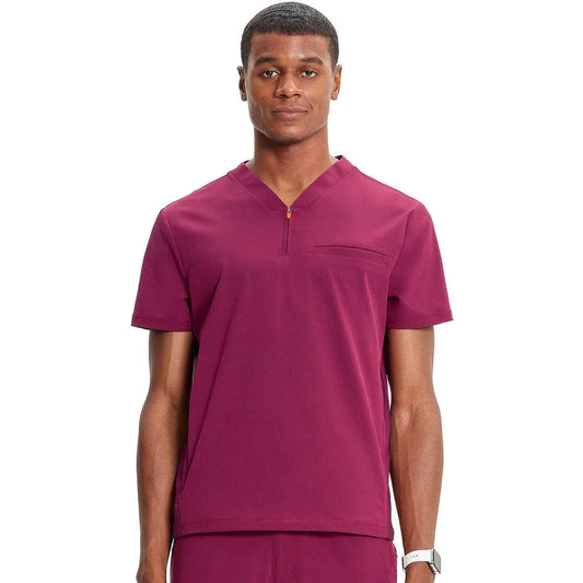 Cherokee L Infinity IN702A Mens Partial Zip V-Neck Scrub Top Men Top Wine