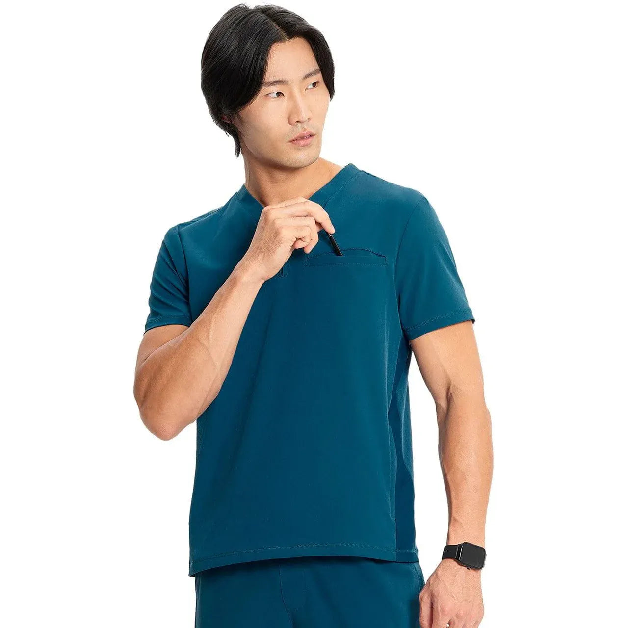 Cherokee Infinity IN702A Mens Partial Zip V-Neck Top Men Scrub Top Caribbean Blue